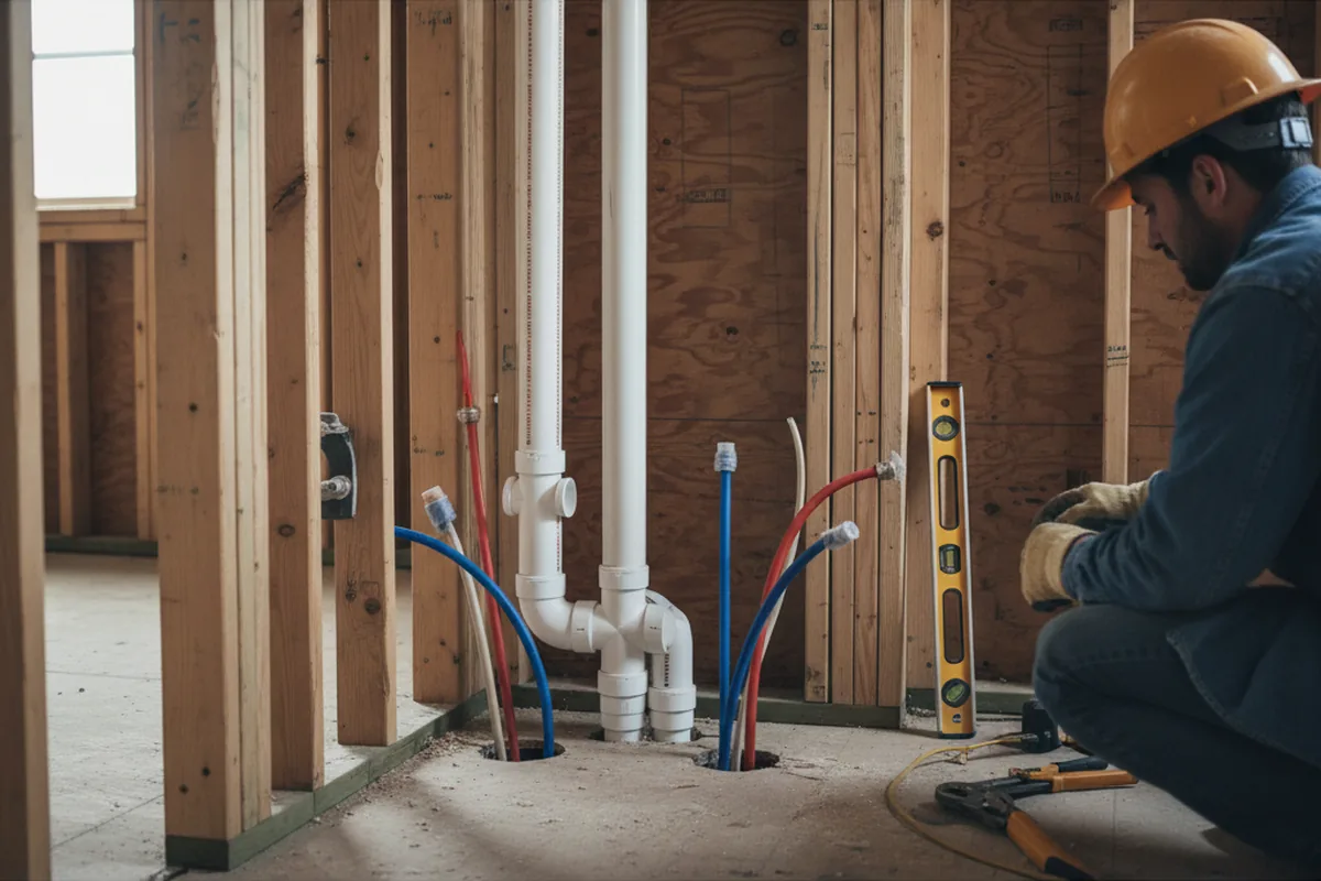 Drain and supply rough-in during Drain Cleaning in Penn Run