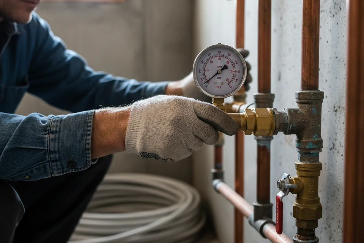 Pressure testing a repaired line during Water Line Repair in Penn Run